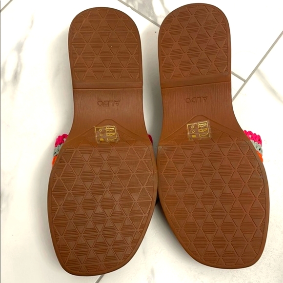 Aldo Pink and Orange Woven Platform Mules - Picture 8 of 10